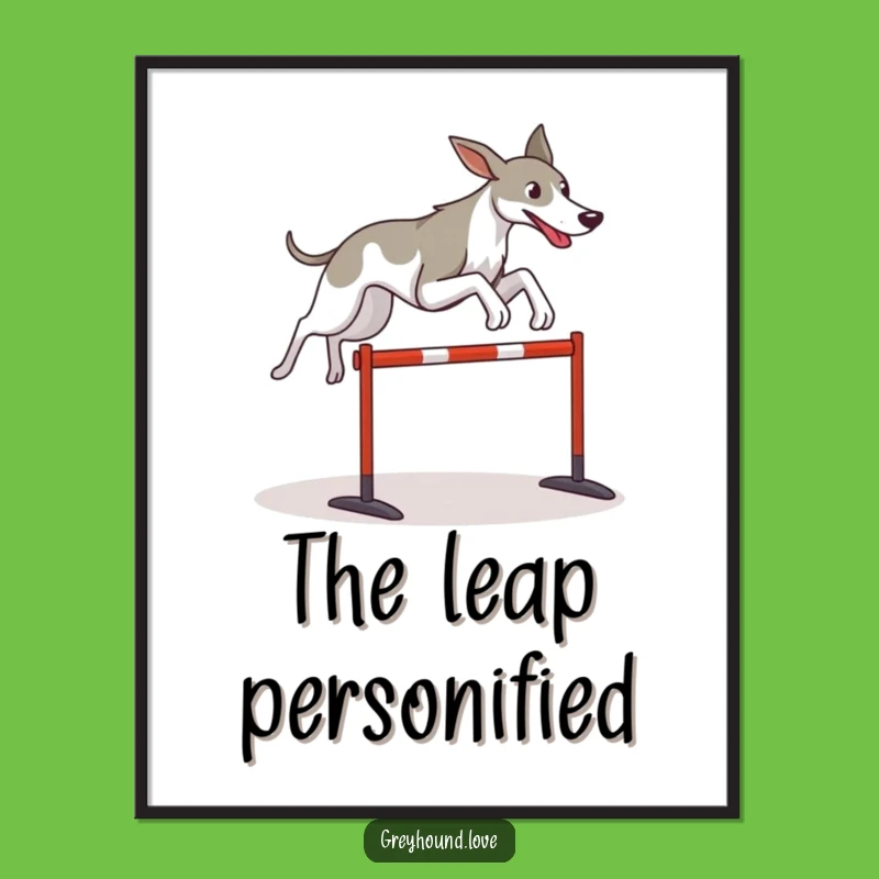 Funny Greyhound Digital Art: Athletic Dog Print for Motivational Decor