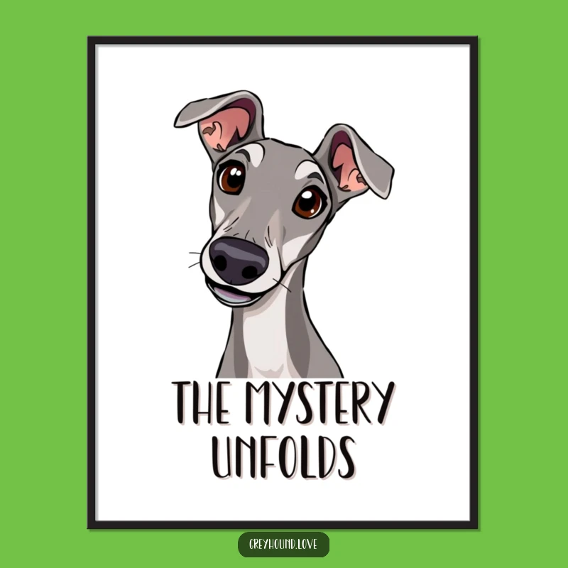 Curious Greyhound Head Tilt Digital Art: Instant Wall Decor with Canine Intrigue