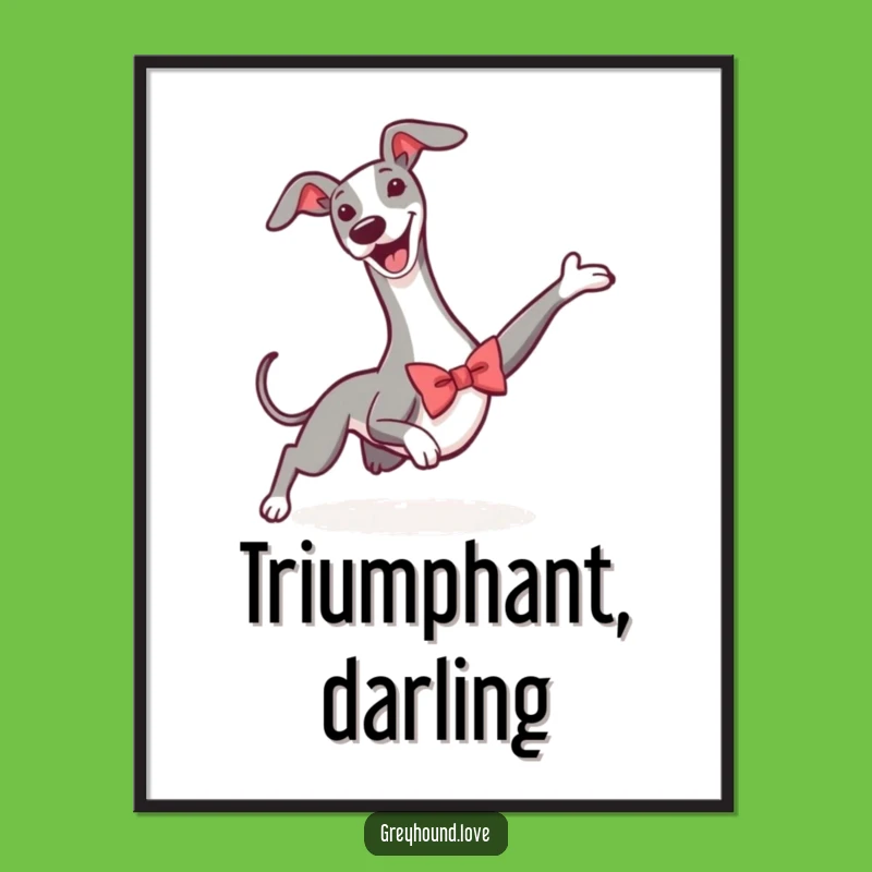Funny Greyhound Bowtie Slide Digital Art - Instant Download for Dog Lovers
