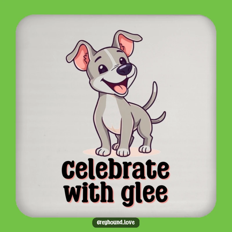 Joyful Greyhound Wag Coaster Set: Protect Surfaces with Canine Happiness and Charm