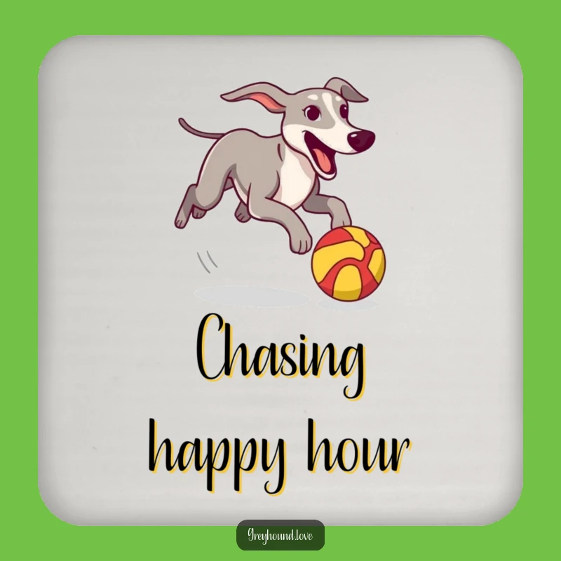 Funny Greyhound Coaster Set: Protect Surfaces with Playful Chase Art