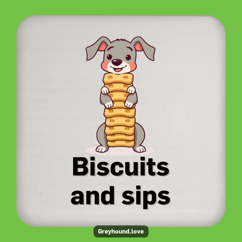 Funny Greyhound Coaster Set: Biscuit Balance Protection - Treat Lover's Decor!