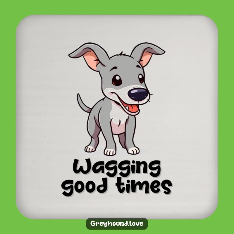 Funny Greyhound Coaster Set: Protect Surfaces with Happy Wagging Art