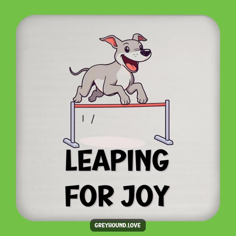 Funny Greyhound Coaster Set: Protect Surfaces with Joyful Leaping Dog Art