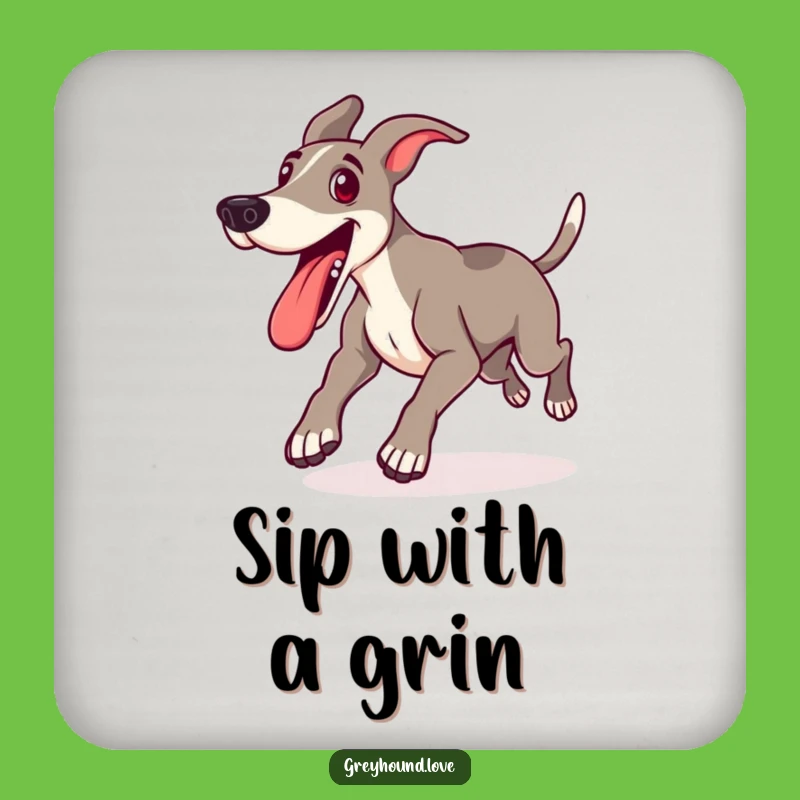 Funny Greyhound Lunge Coaster - Excited Dog Decor Gift
