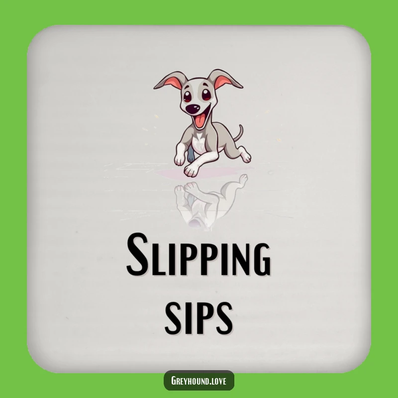 Funny Greyhound Sliding Tongue Out Coaster: Hilarious Dog Decor