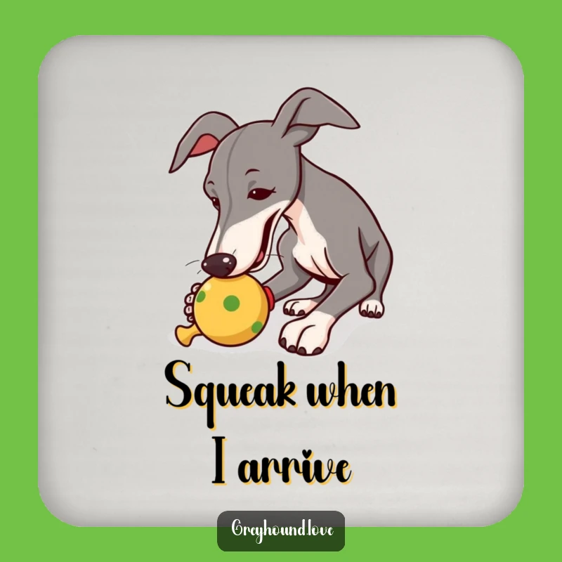 Funny Greyhound Squeaky Toy Coaster: Protect Surfaces with Humor