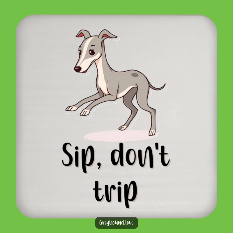 Funny Greyhound Tripping Coaster Set: Protect Surfaces with Canine Charm