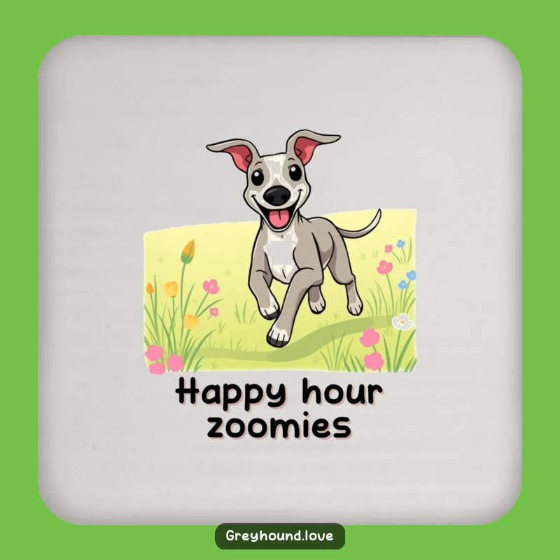 Funny Happy Greyhound Running Coaster: Protect Surfaces with Joy