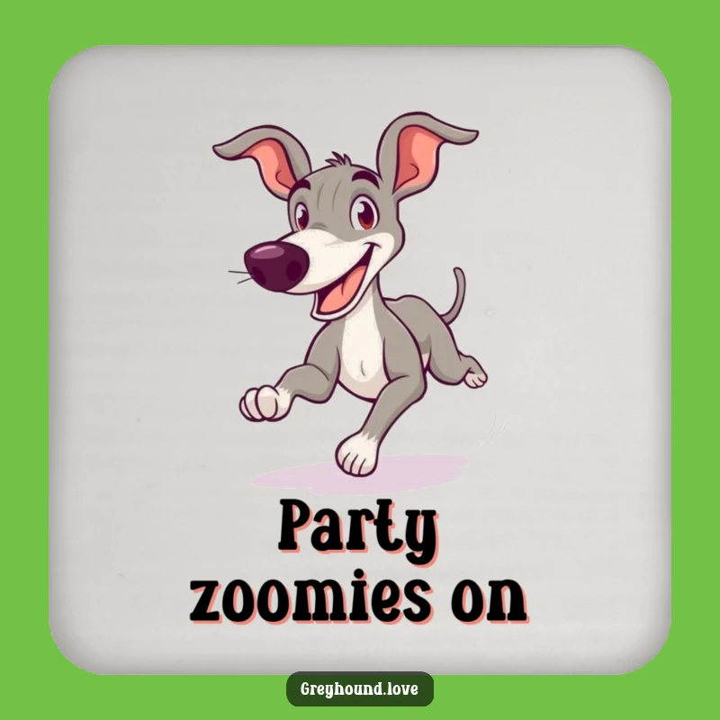 Funny Greyhound Coaster: Goofy Zoom Design, Protect Surfaces with Speed