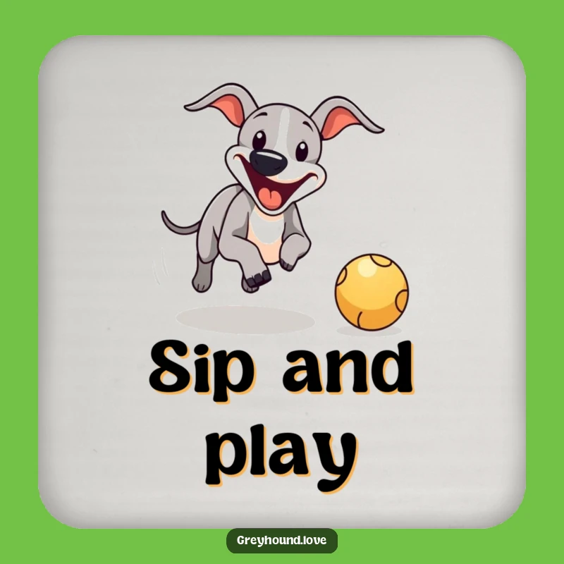 Funny Greyhound Ball Chase Coaster - Protect Surfaces Hilariously!