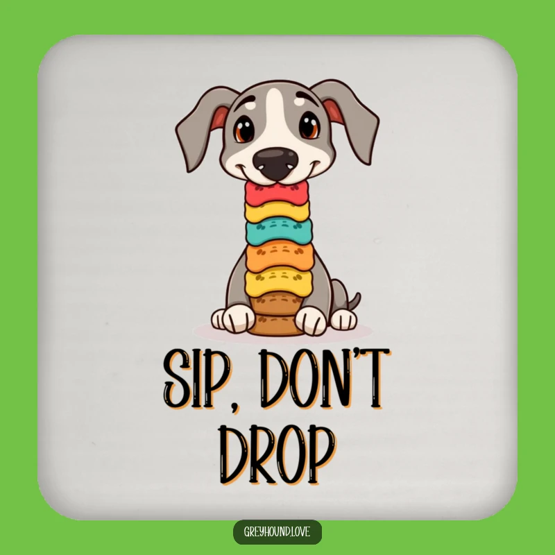Funny Greyhound Biscuit Balance Coaster - Protect Surfaces Hilariously!