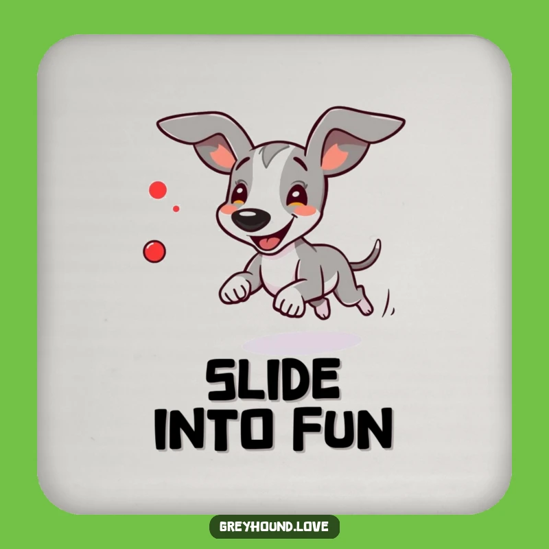 Funny Greyhound Red Dot Coaster Set - Protect Surfaces with Humor