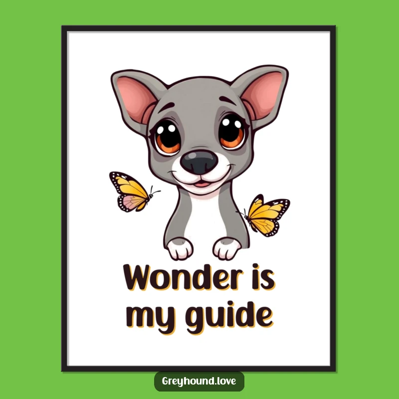 Funny Greyhound Art Print: Curious Dog Poster for Nature Lovers