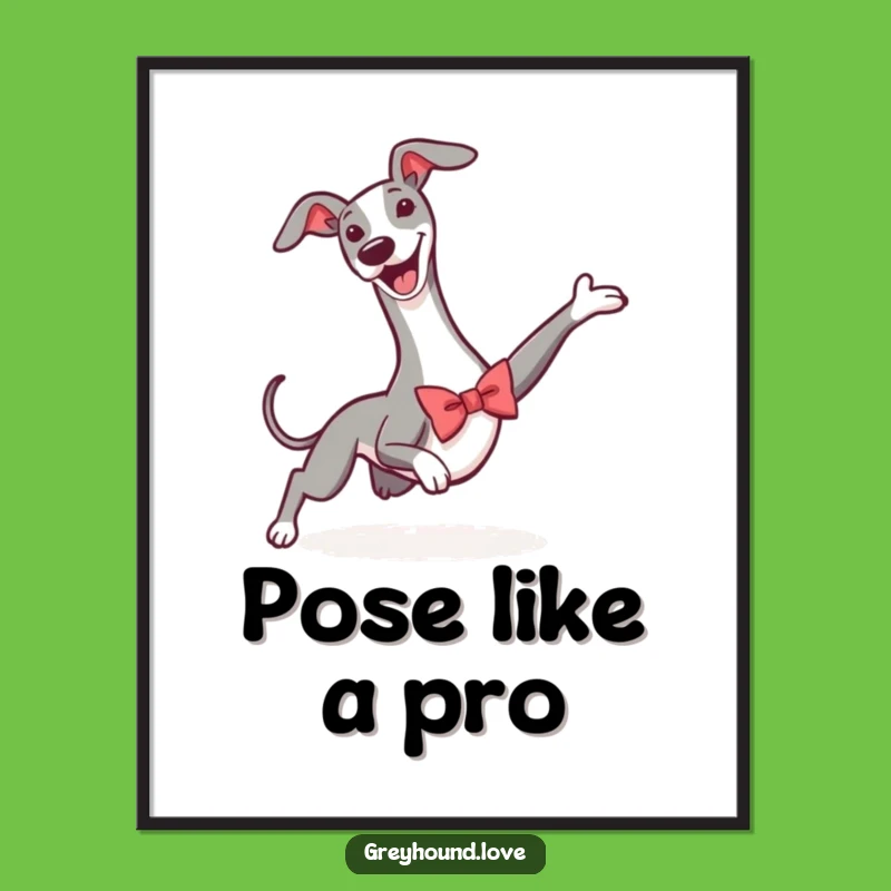 Funny Greyhound Bowtie Slide Poster - Adorable Art for Your Walls