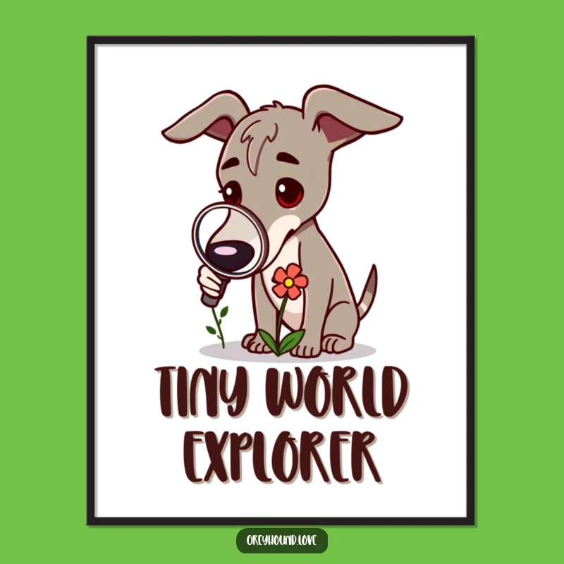 Funny Greyhound Inspector Poster - Whimsical Wall Art for Curious Minds