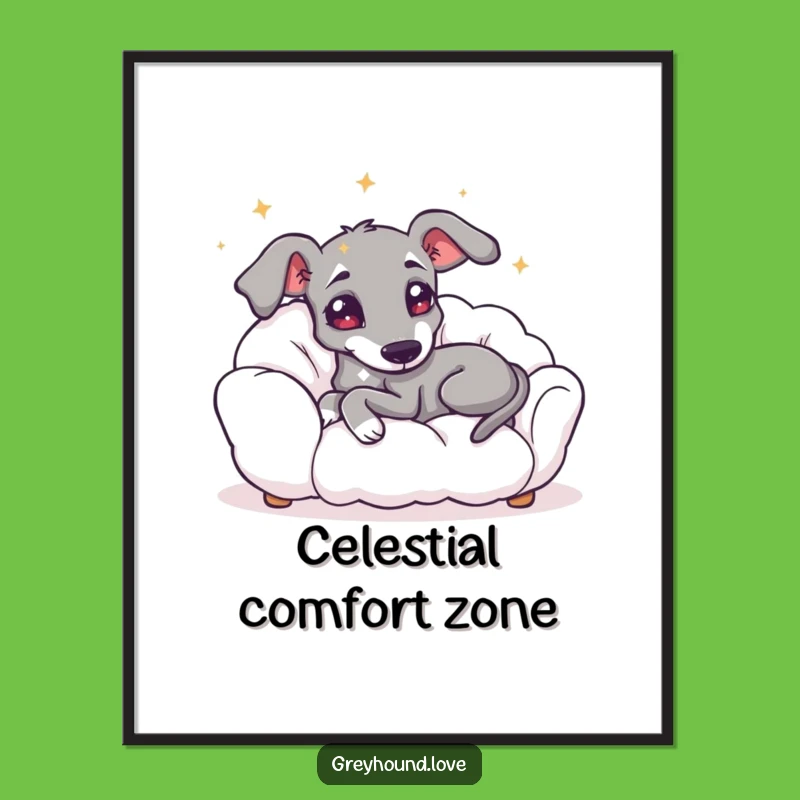 Funny Starry Greyhound Cloud Poster - Dreamy Wall Art for Serene Vibes