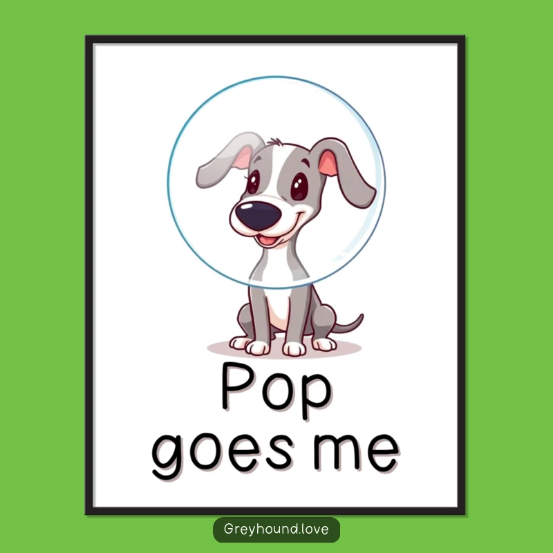 Funny Booping Greyhound Poster: Whimsical Art, A Delightful Funny Gift!