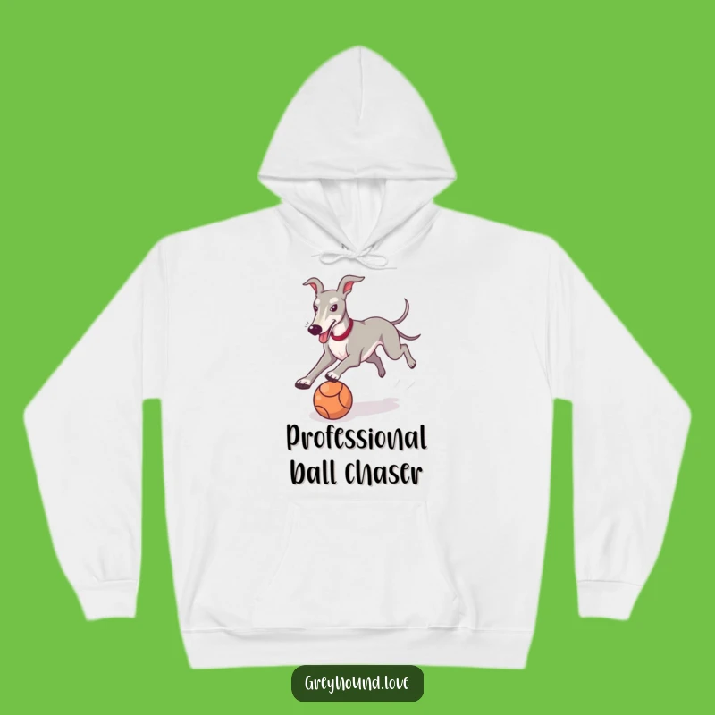 Cozy Funny Greyhound Hoodie: Warm Sighthound Ball Chase Design for Ultimate Comfort