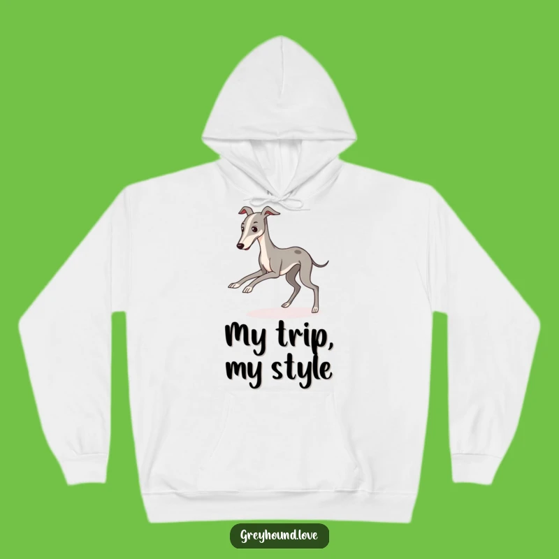 Cozy Funny Greyhound Tripping Hoodie: Warm Dog Lover Apparel for Comical Comfort