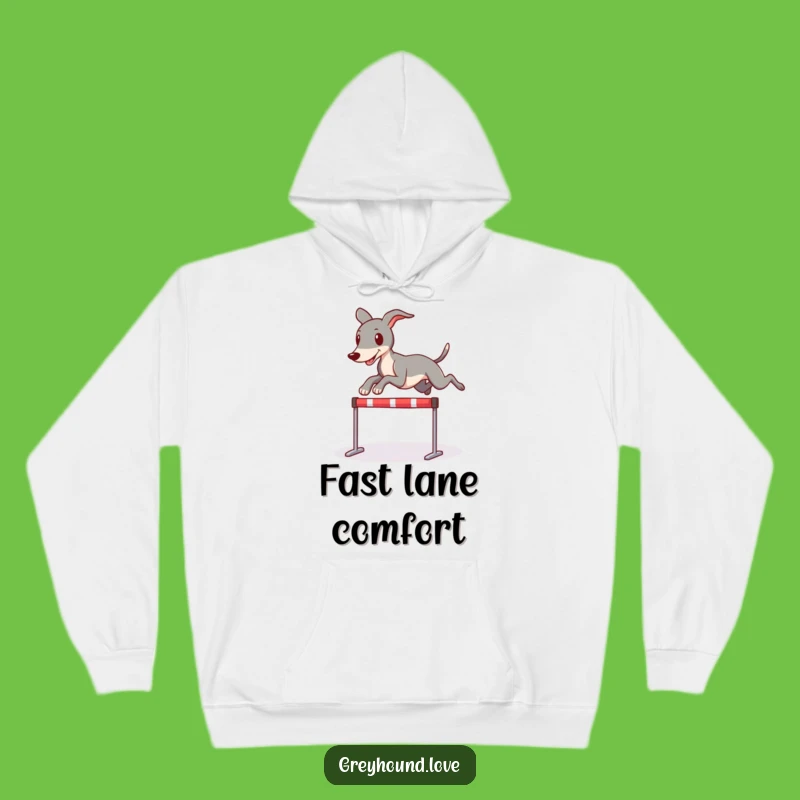Cozy Funny Greyhound Leaping Hoodie - Warm Comfort for Playful Pups