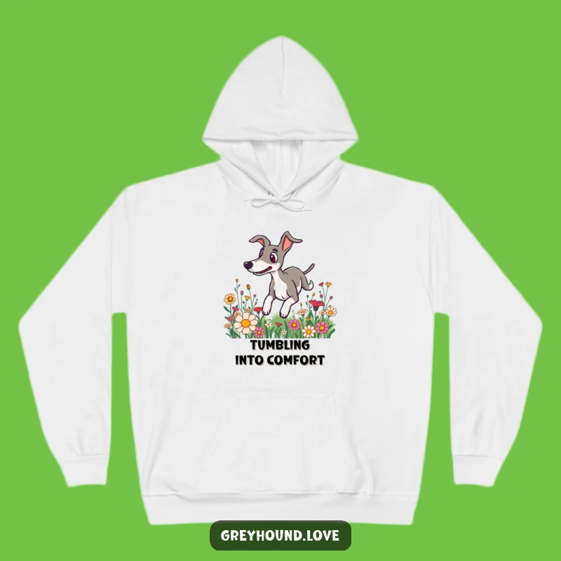 Funny Surprised Greyhound Flower Hoodie - Cozy & Whimsical Comfort