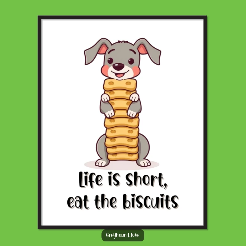 Free Printable Biscuit Balancing Greyhound Wall Art - Funny Downloadable Dog Art