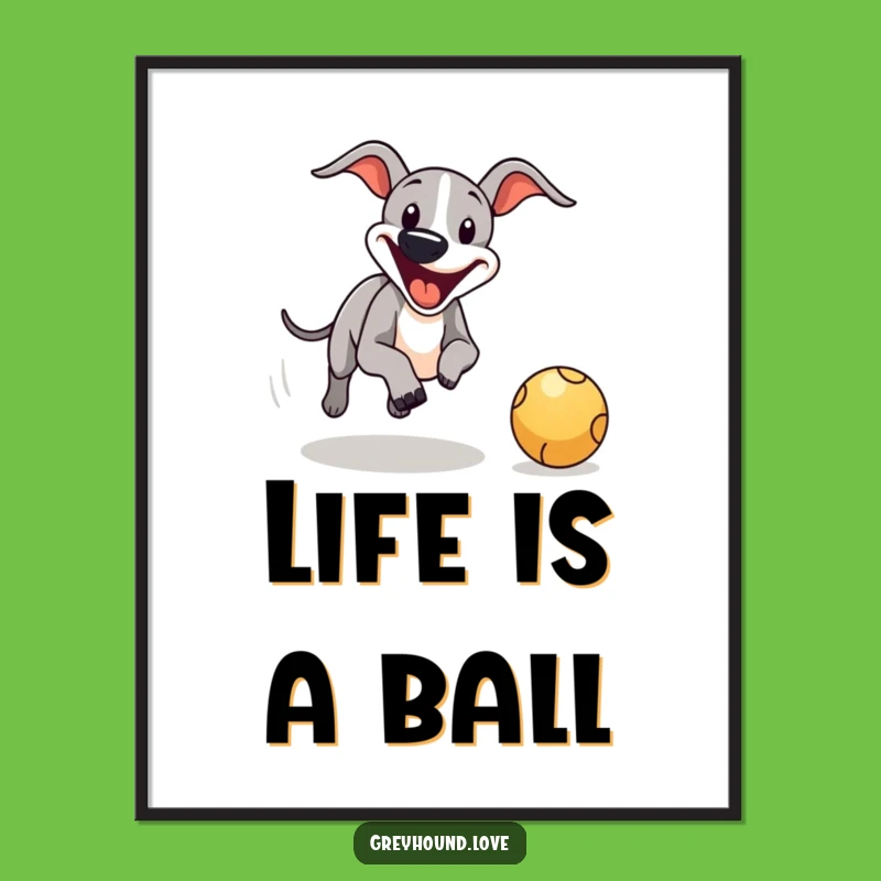 Free Printable Chasing Greyhound Wall Art: Lively Cartoon Decor, Downloadable Gift
