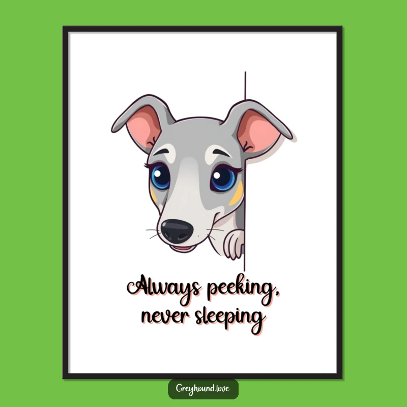Free Printable Dog Art: Curious Greyhound Peek Downloadable Wall Decor