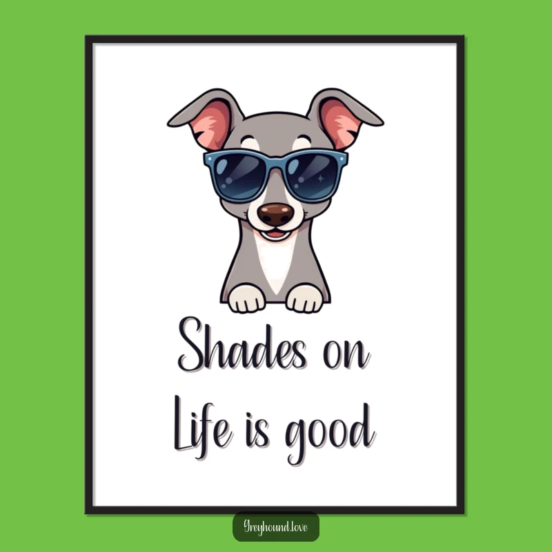 Free Printable Wall Art: Cool Greyhound Sunglasses Wink Humorous Downloadable Decor