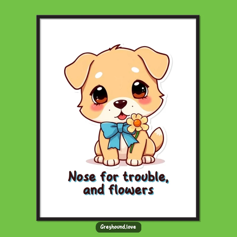 Free Printable Wall Art: Dog Sniffing Flower, Whimsical 'Print at Home' Decor