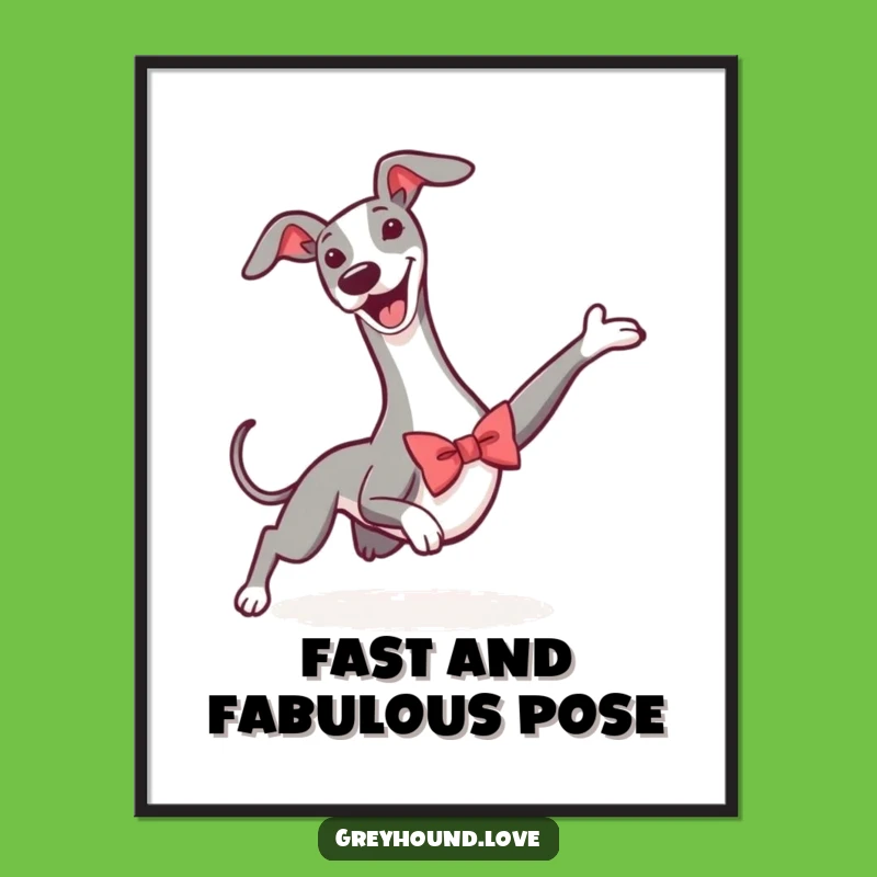 Free Printable Wall Art: Funny Greyhound Bowtie Slide Humorous Downloadable Decor