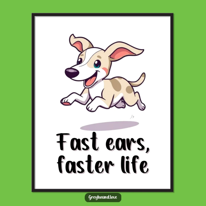 Funny Free Printable Wall Art: Happy Greyhound Dash - Energetic Downloadable Decor