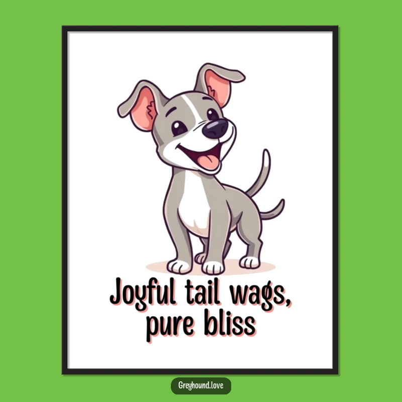 Funny Free Printable Wall Art: Joyful Greyhound Tail Wag Downloadable Gift