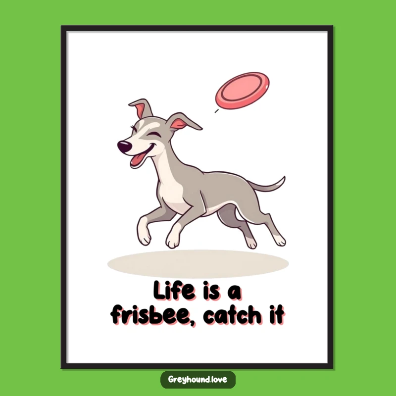 Free Printable Winking Greyhound Frisbee Wall Art - Funny Downloadable Action Art
