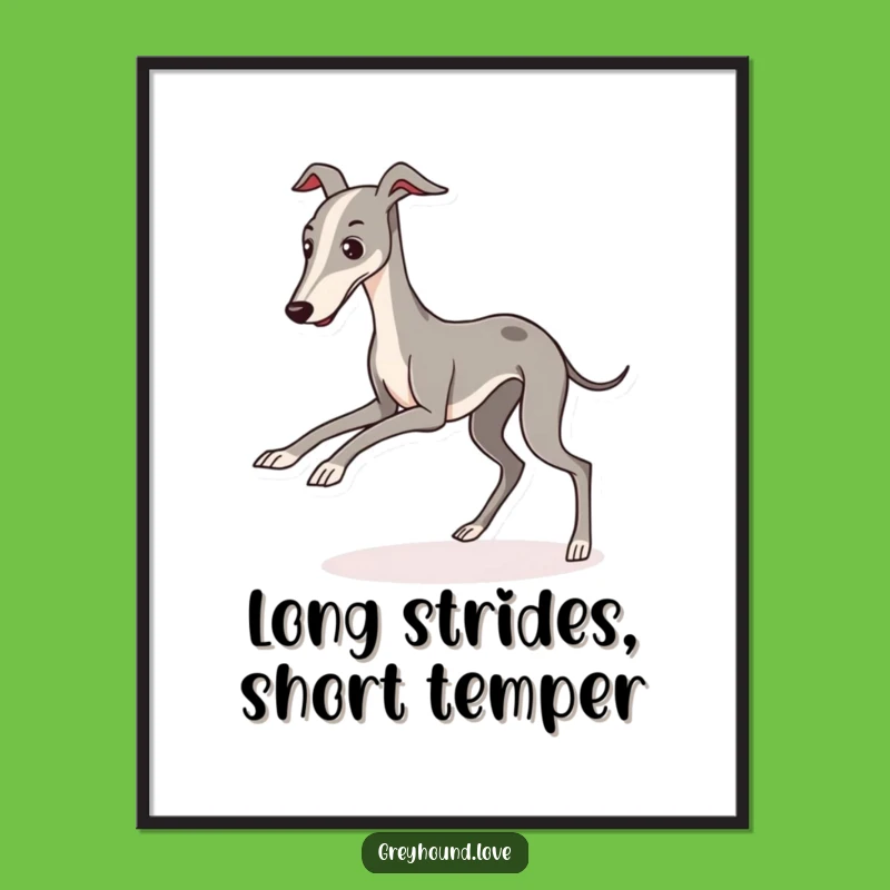 Funny Free Printable Wall Art: Tripping Greyhound - Downloadable Whimsical Decor