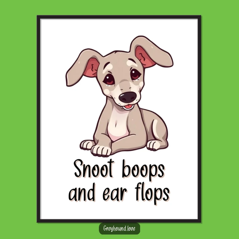 Comical Free Printable Wall Art: Greyhound Dog Playtime Downloadable Decor