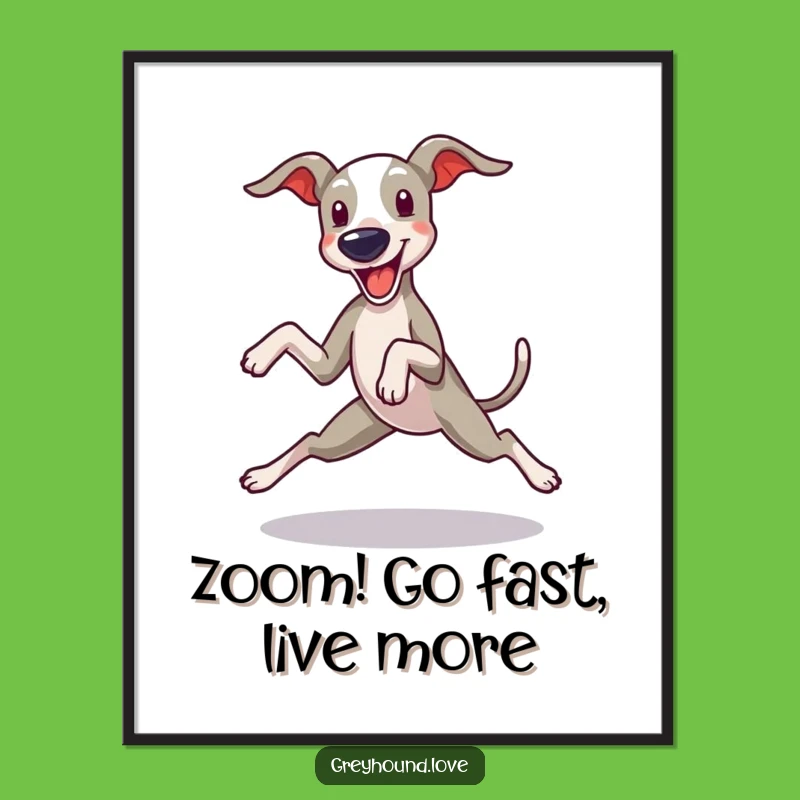 Free Printable Zoomie Greyhound Wall Art: Funny Dog Action, Downloadable Art Decor