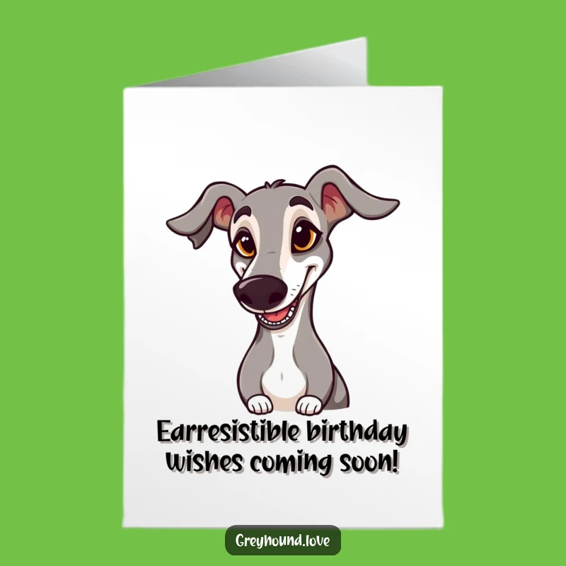 Free Printable Goofy Greyhound Saluting Birthday Card - Funny Downloadable Fast Dog Gift