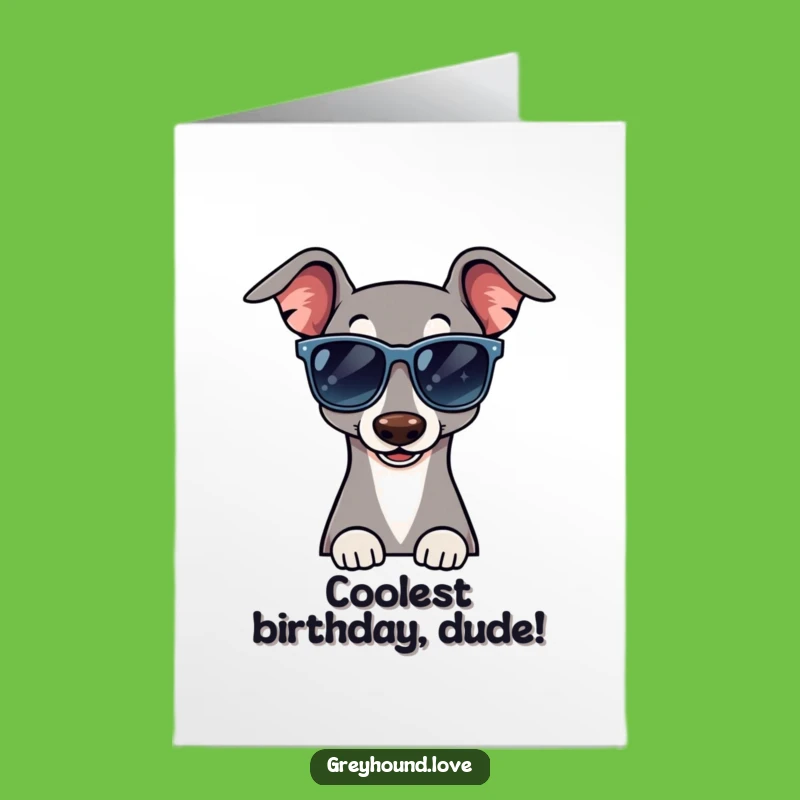 Free Printable Birthday Card: Cool Greyhound Wink Humorous Downloadable Gift