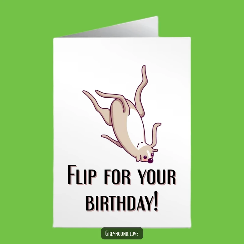 Free Printable Birthday Card: Somersaulting Greyhound - Hilarious Downloadable Gift!