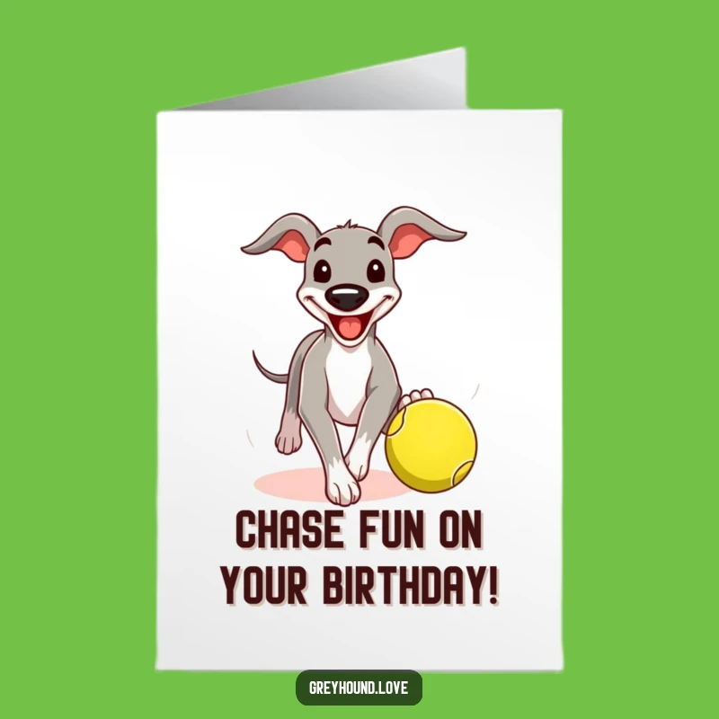 Free Printable Greyhound Birthday Card: Funny Ball Chase Gift, Downloadable & Print at Home