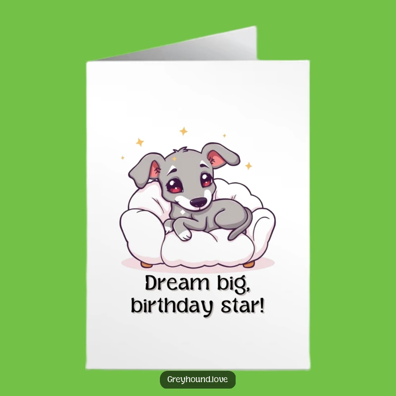 Free Printable Starry Greyhound Birthday Card - Funny Dreamy Downloadable Gift