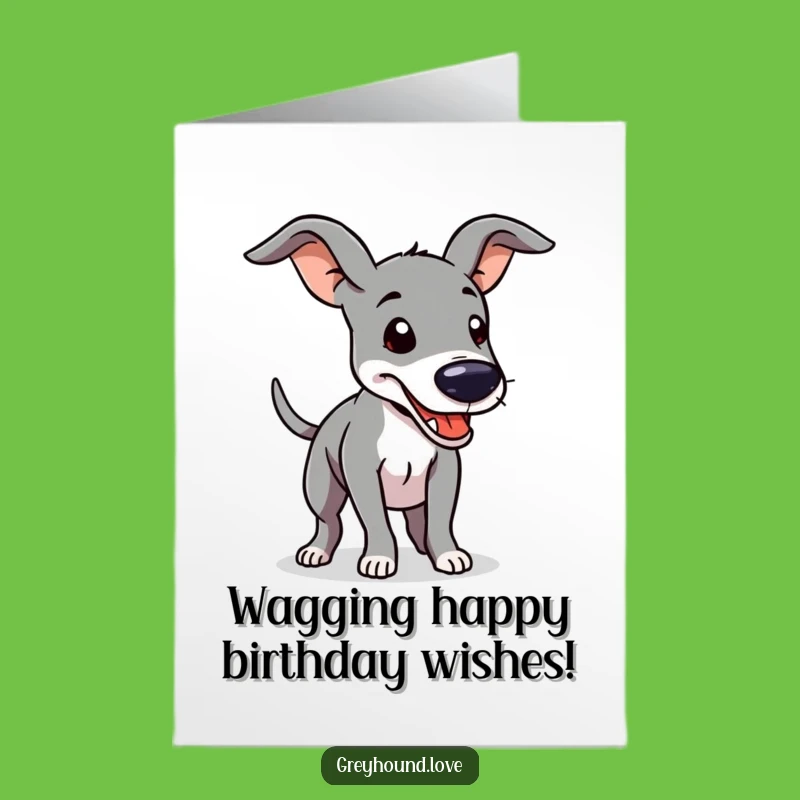 Free Printable Birthday Card: Happy Greyhound Wagging Tail, Fun DIY Downloadable Gift!