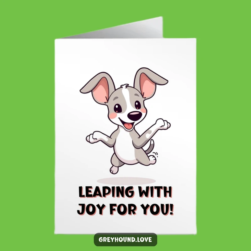 Free Printable Congrats Card: Big Eared Greyhound Leap Celebration