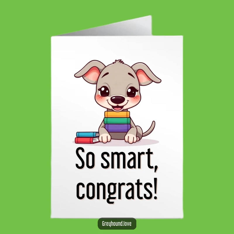Free Printable Congrats Card: Bookish Greyhound Balance - Downloadable Success
