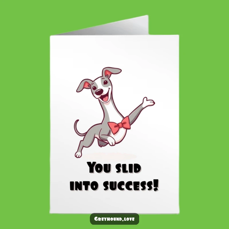 Free Printable Congratulations Card: Hilarious Greyhound Bowtie Slide Humorous Downloadable