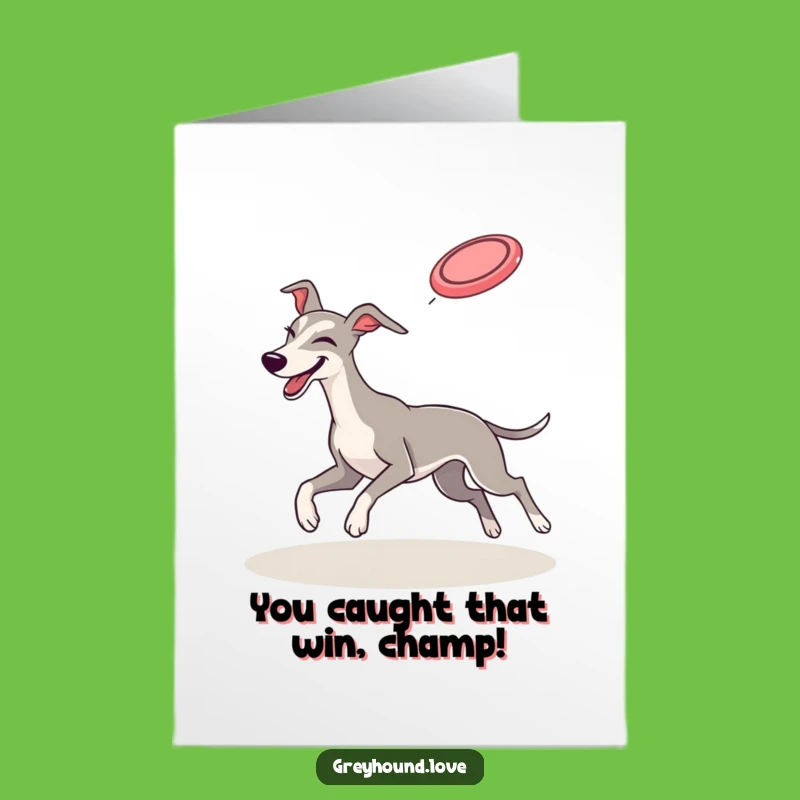 Free Printable Winking Greyhound Frisbee Congrats Card - Funny Downloadable Action Gift