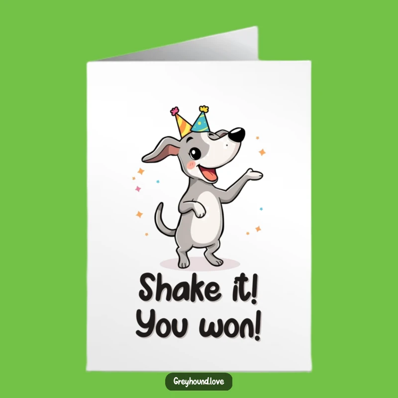 Free Printable Congrats Card: Dancing Greyhound Celebration - Downloadable Fun!