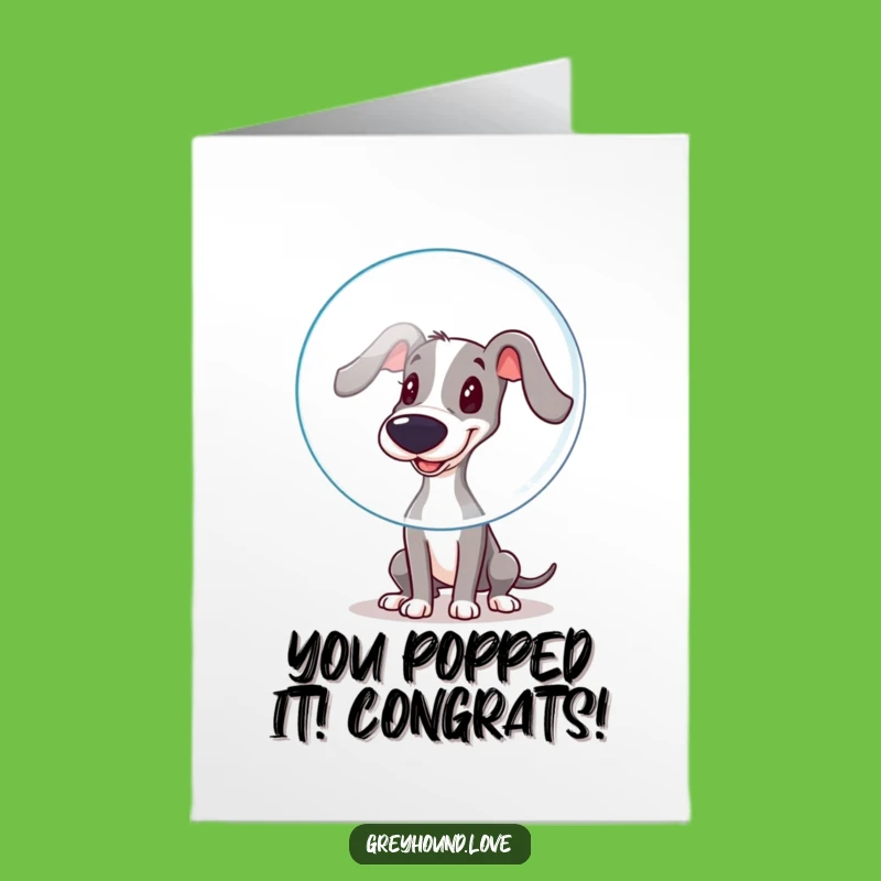 Free Printable Congrats Card: Greyhound Boops Bubble - Downloadable Celebration!